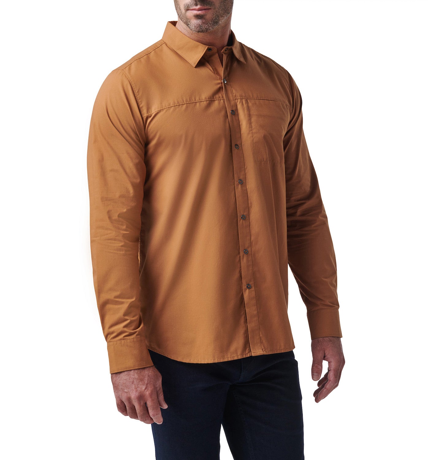 5.11 Tactical Igor Solid Long Sleeve Shirt in Brown Duck von vorne