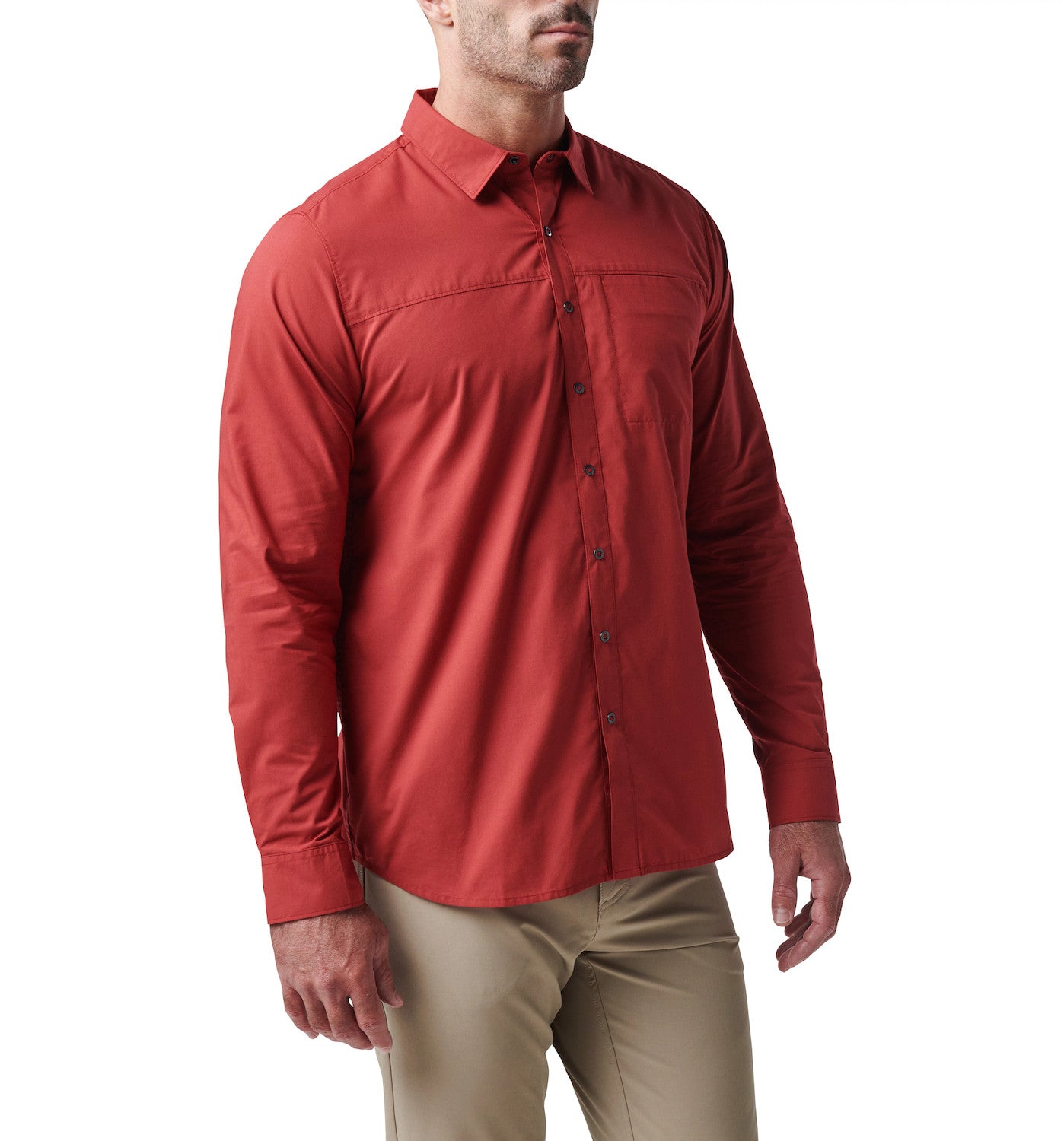5.11 Tactical Igor Solid Long Sleeve Shirt in Red Bourbon von vorne
