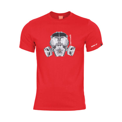 Pentagon-T-Shirt-Gas-Mask-Ageron-Lava-Red