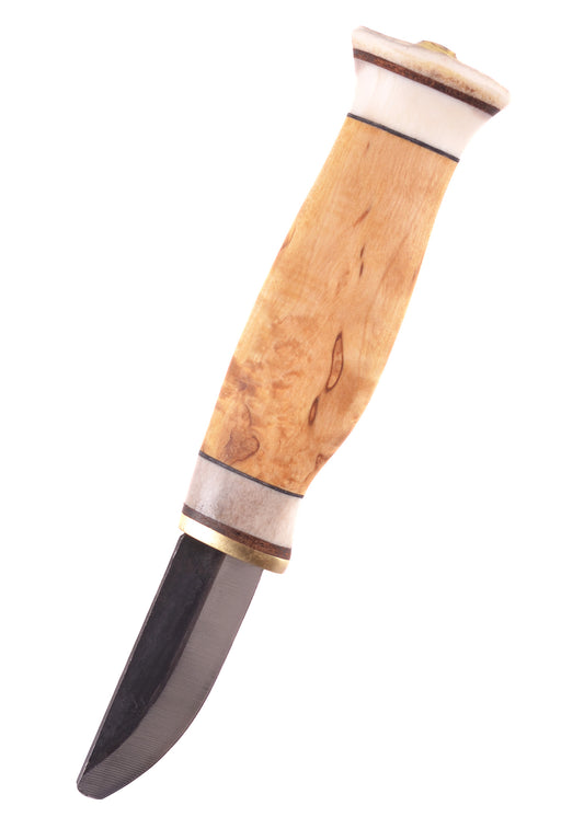Ein Schnitzmesser mit Griffmaterial aus Masserbirke und Rentierhorn