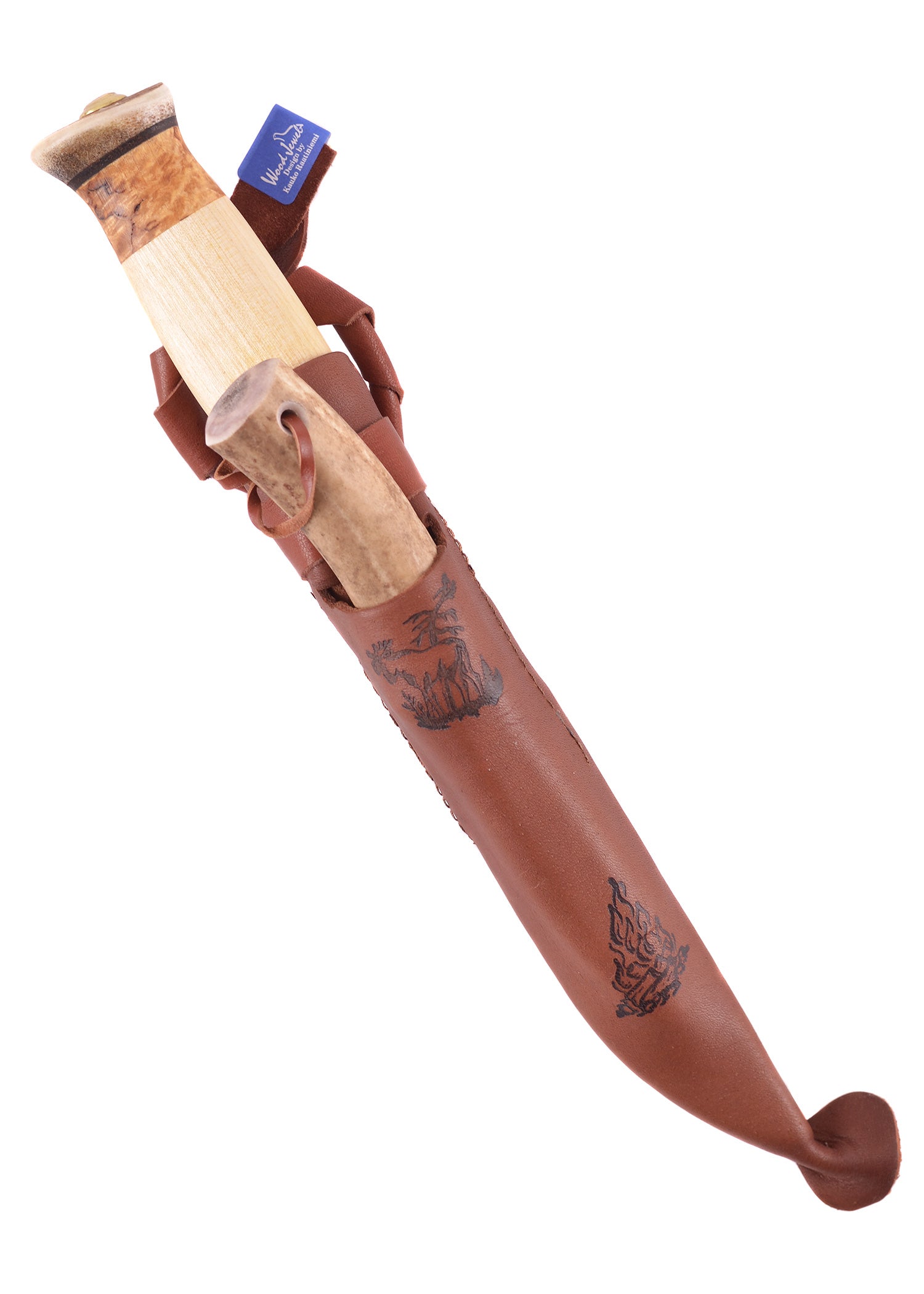Wood Jewel Jagdmesser mit Feuerstah in der Scheide